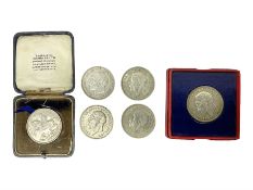 Six King George V 1935 silver crown coins