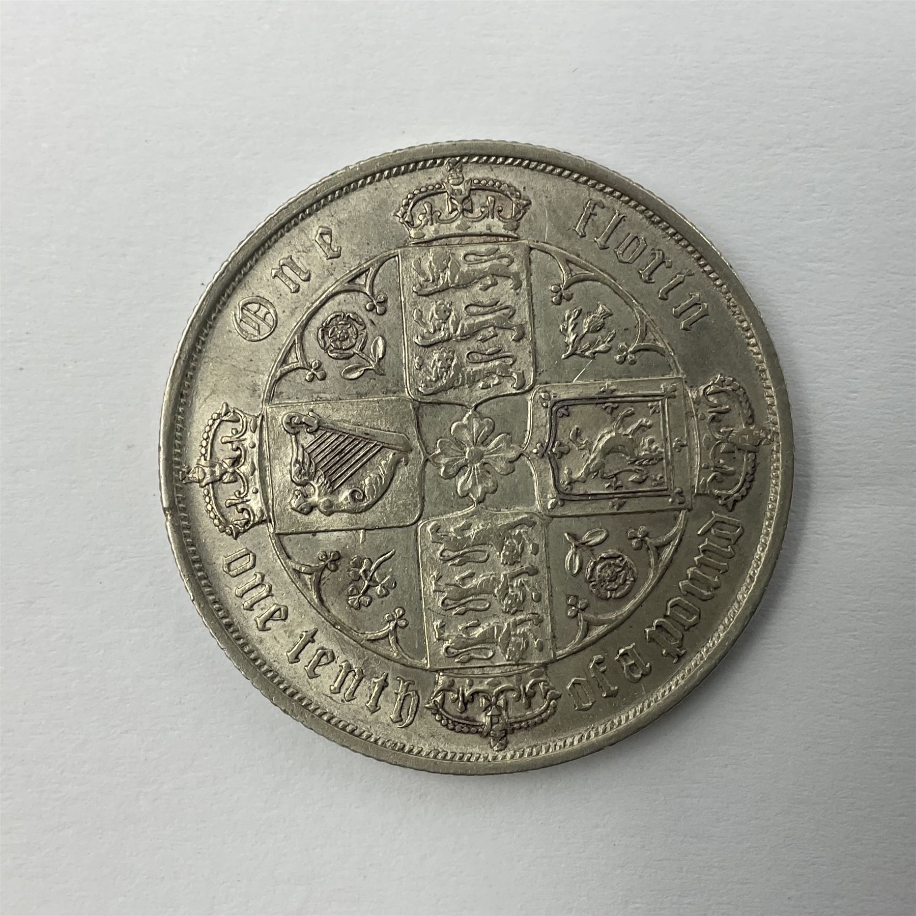 Queen Victoria 1887 silver 'gothic' florin coin - Image 3 of 3