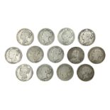 Thirteen Queen Victoria silver half crown coins