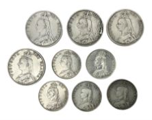 Four Queen Victoria silver double florin coins