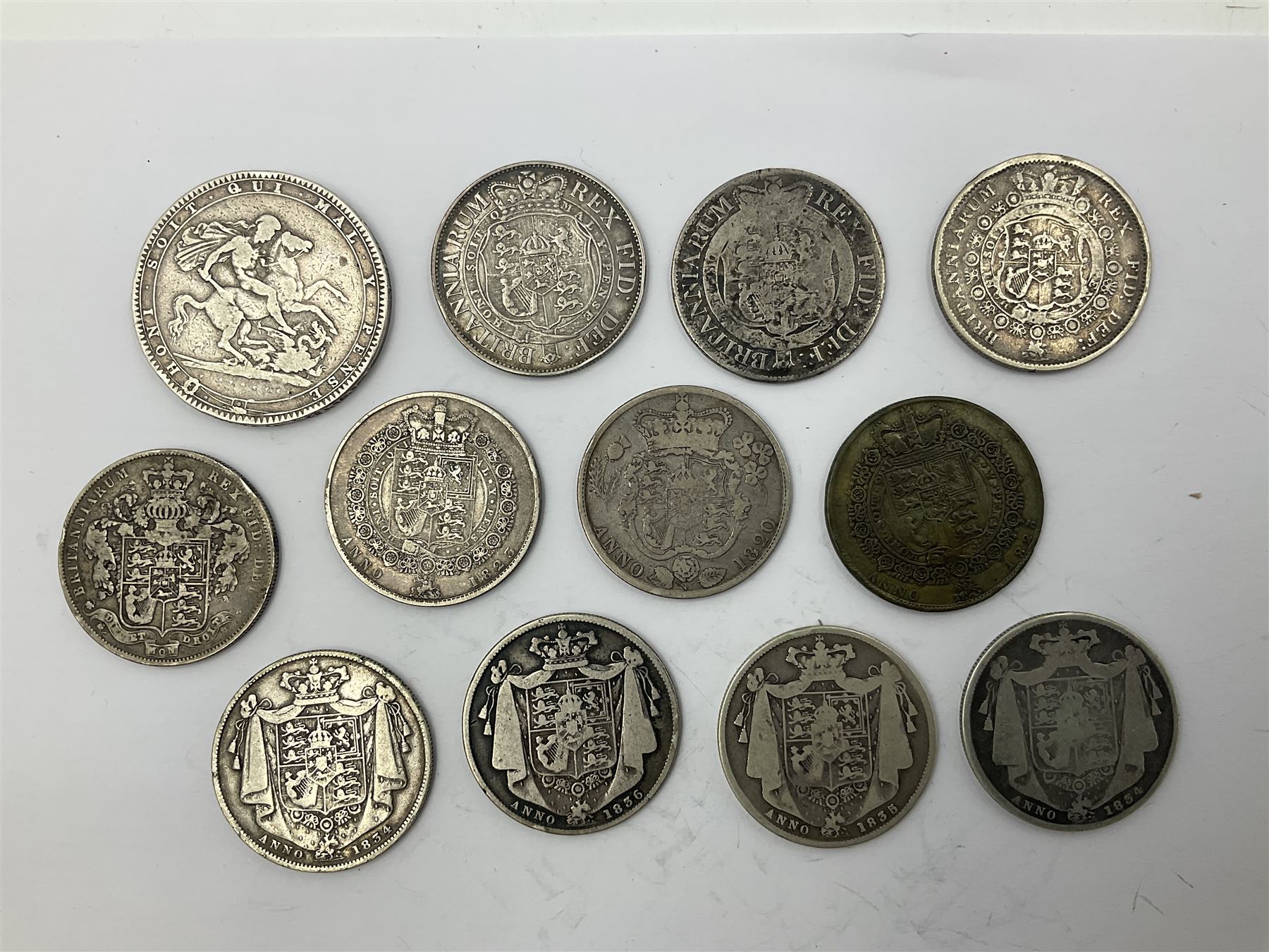 King George III 1819 silver crown coin with twelve half crowns of George III - Image 3 of 3
