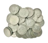 Forty-five King George V pre 1947 silver halfcrown coins