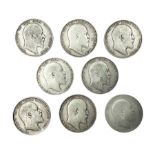 Eight King Edward VII silver half crown coins