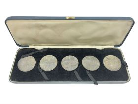 Five Queen Victoria silver double florin coins