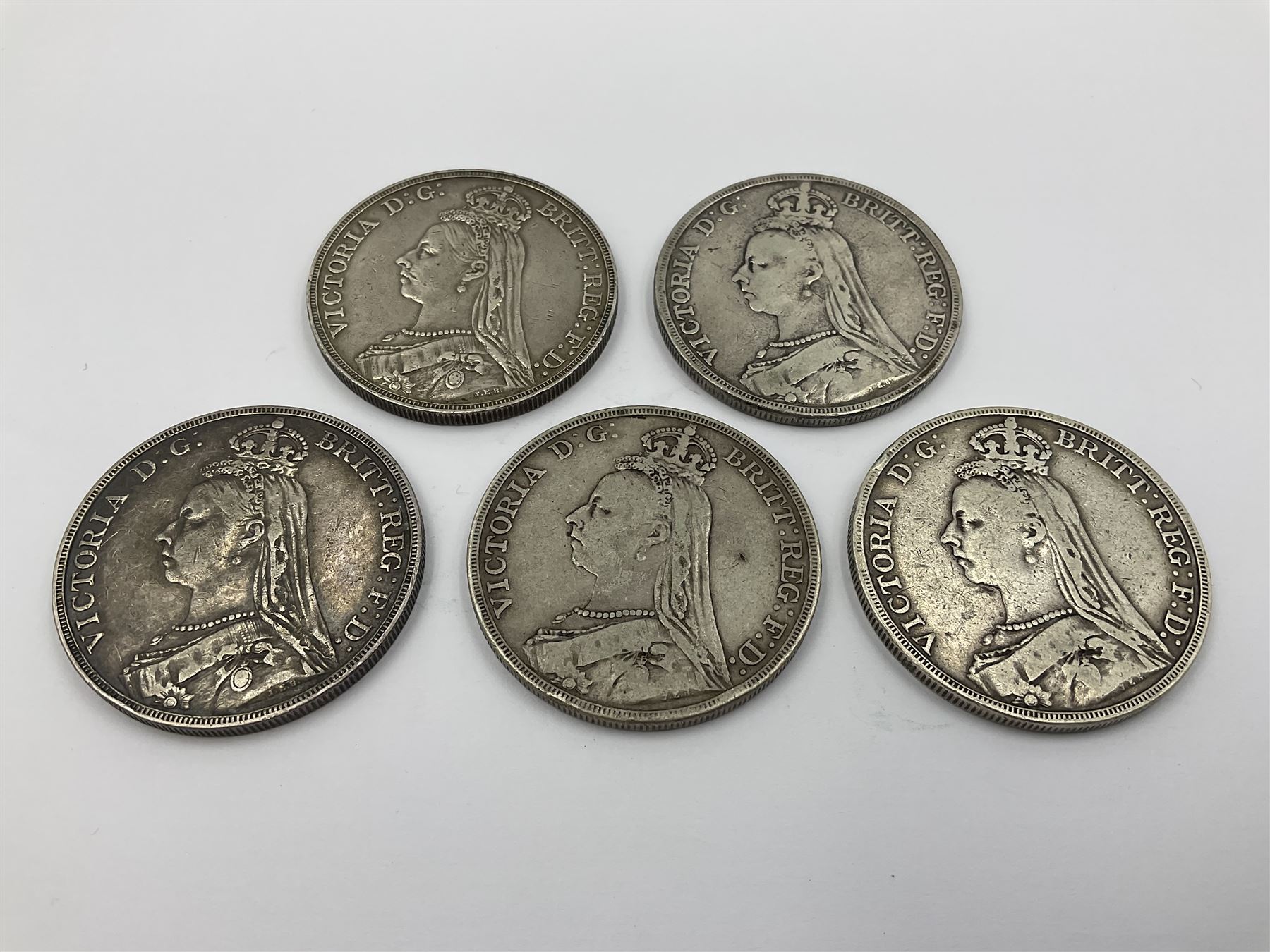 Five Queen Victoria silver crown coins - Image 2 of 3