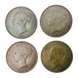 Four Queen Victoria one penny coins