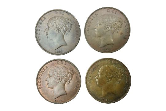 Four Queen Victoria one penny coins - Image 1 of 4