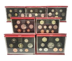 Seven The Royal Mint United Kingdom proof coin collections