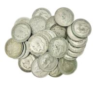 Thirty-one King George V pre 1947 silver half crown coins