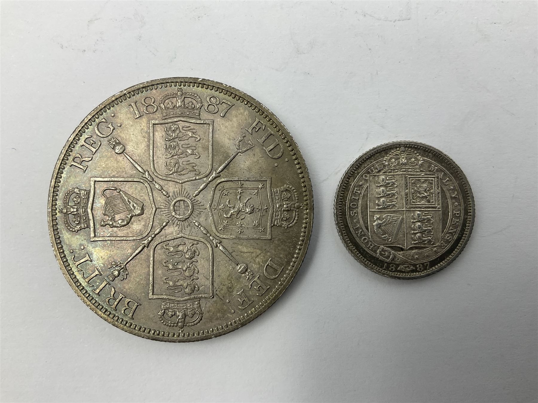 Queen Victoria 1887 silver double florin and silver sixpence coin - Image 3 of 3