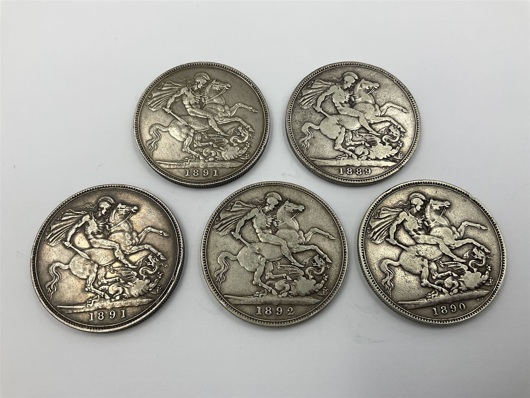 Five Queen Victoria silver crown coins - Image 3 of 3