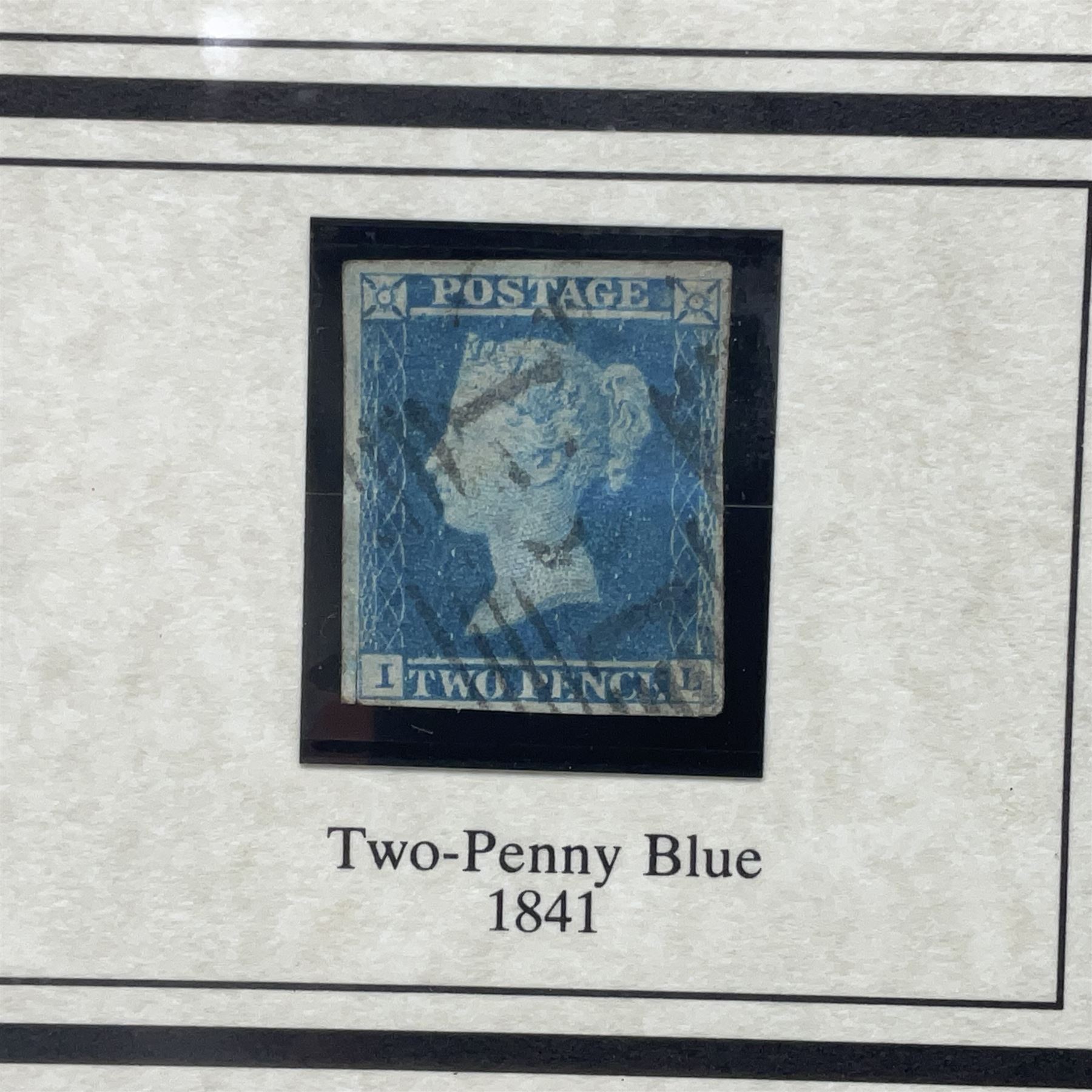 Great Britain Queen Victoria penny black stamp with red MX cancel and 1841 two pence blue stamp - Image 3 of 4