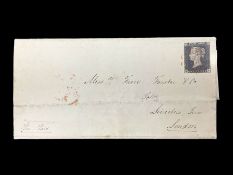 Great Britain Queen Victoria penny black stamp on cover