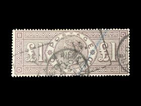Great Britain Queen Victoria one pound brown-lilac stamp