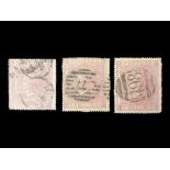 Three Great Britain Queen Victoria 1867-83 five shillings stamps