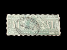 Great Britain King Edward VII one pound green stamp