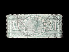 Great Britain Queen Victoria one pound green stamp