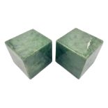 Pair of cube jade mineral specimens