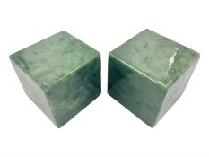 Pair of cube jade mineral specimens