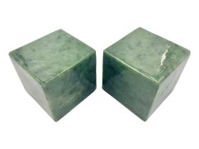 Pair of cube jade mineral specimens