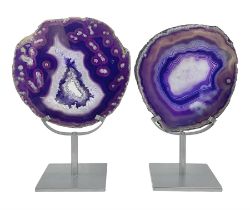 Pair of purple agate slices