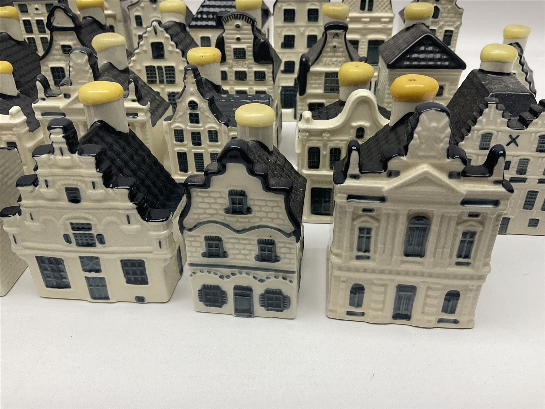 Twenty seven KLM Bols Blue Delft's decanters in the form of Dutch houses - Image 2 of 15