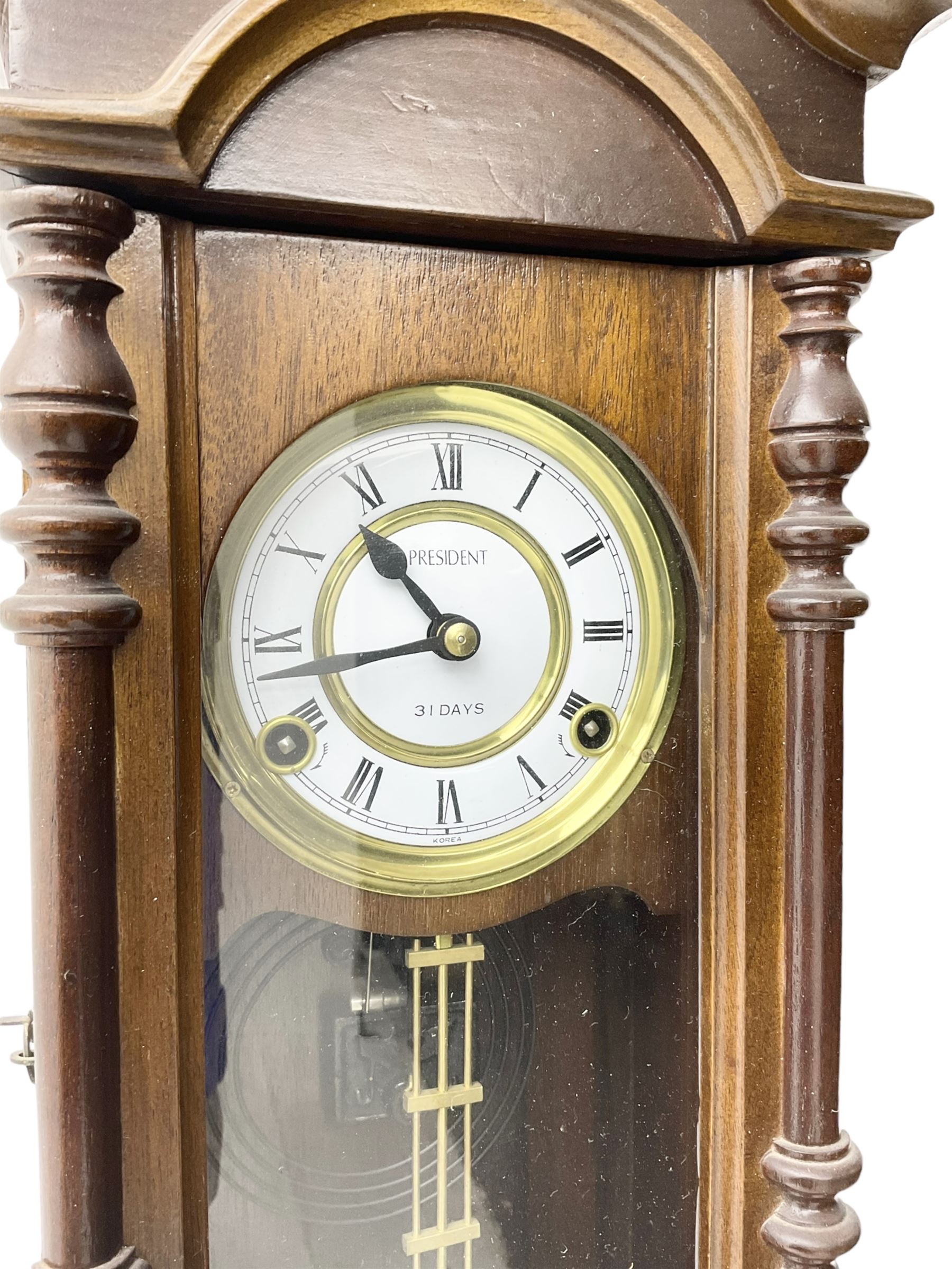 Continental - 31day spring driven wall clock in a mahogany case - Image 2 of 4