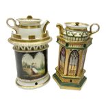 Two 19th century continental teapots and warmers