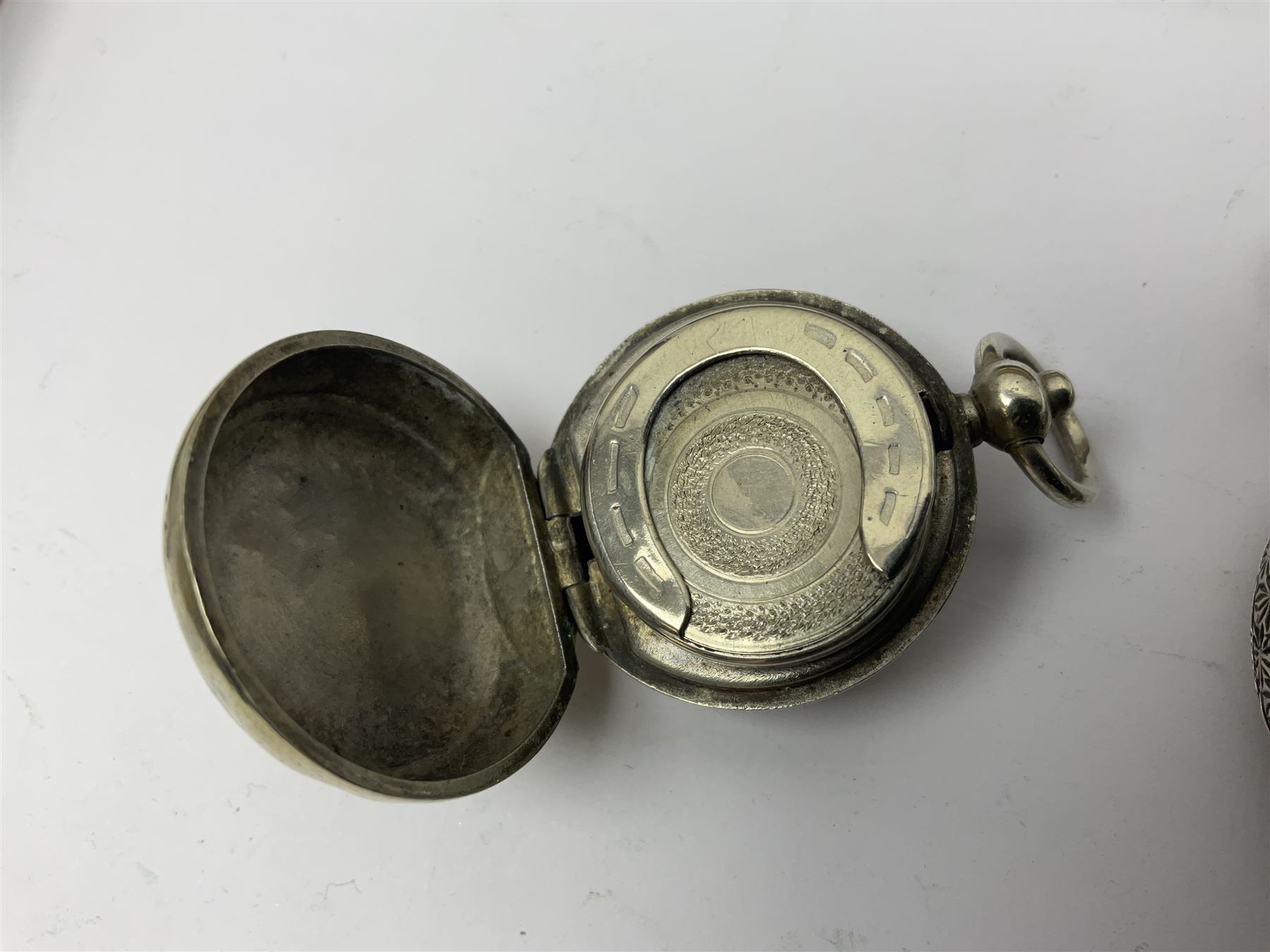Silver fob watch and three silver rings - Image 8 of 11