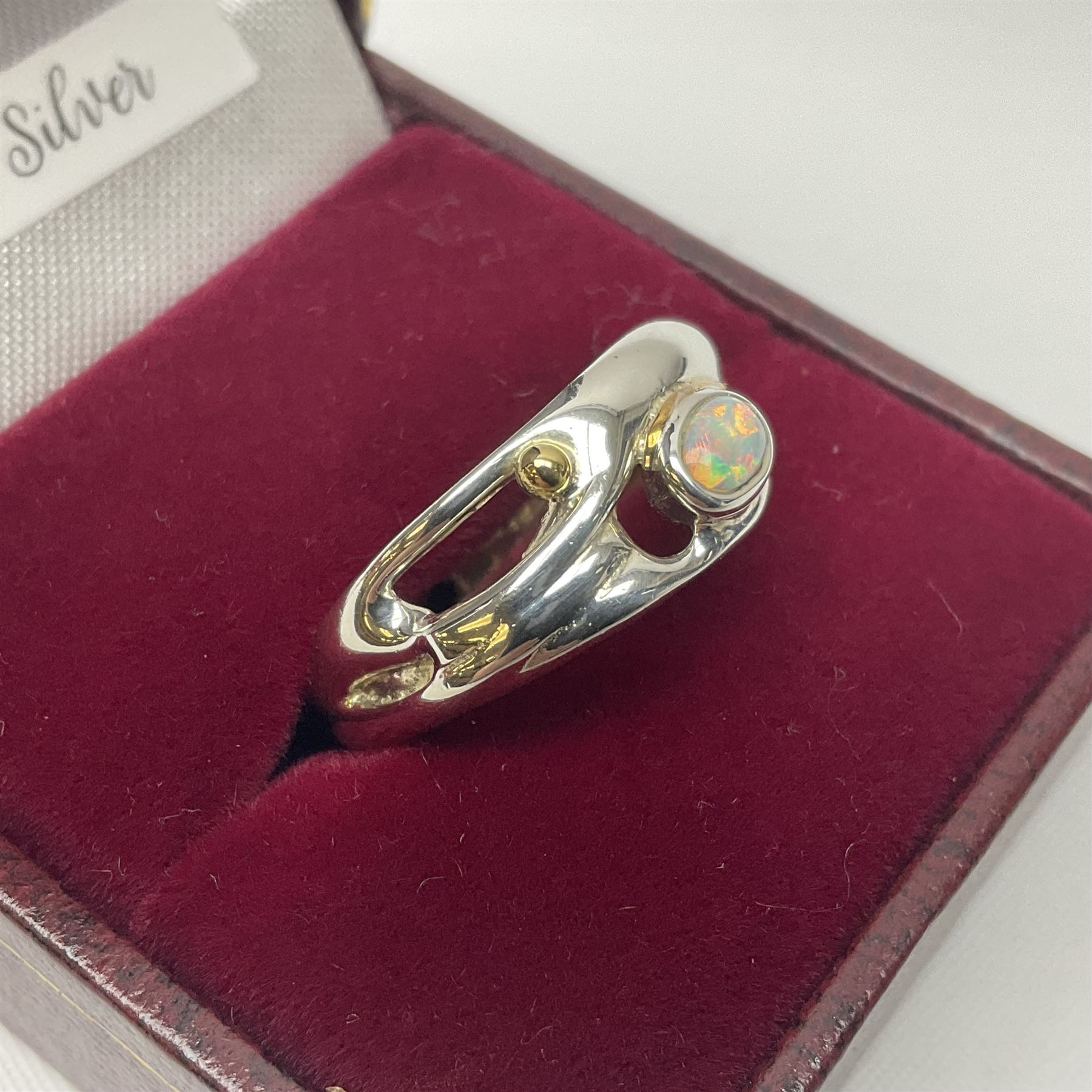 Silver 14ct gold wire opal ring - Image 2 of 5