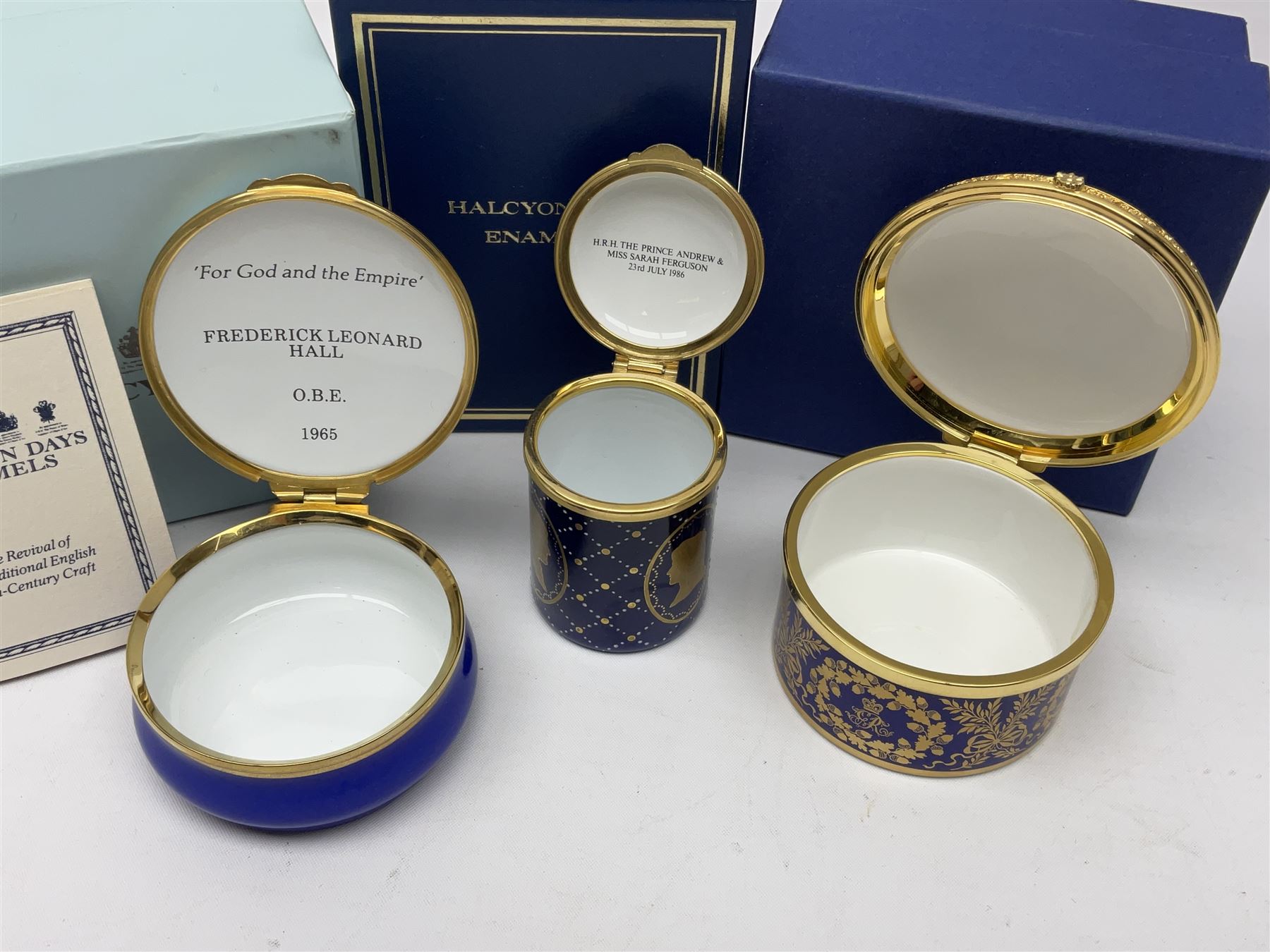 Five Halcyon Days Royal commemorative enamel boxes and one other similar enamel box - Image 14 of 15