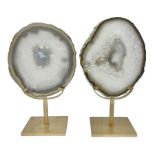 Pair of white agate slices