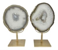 Pair of white agate slices