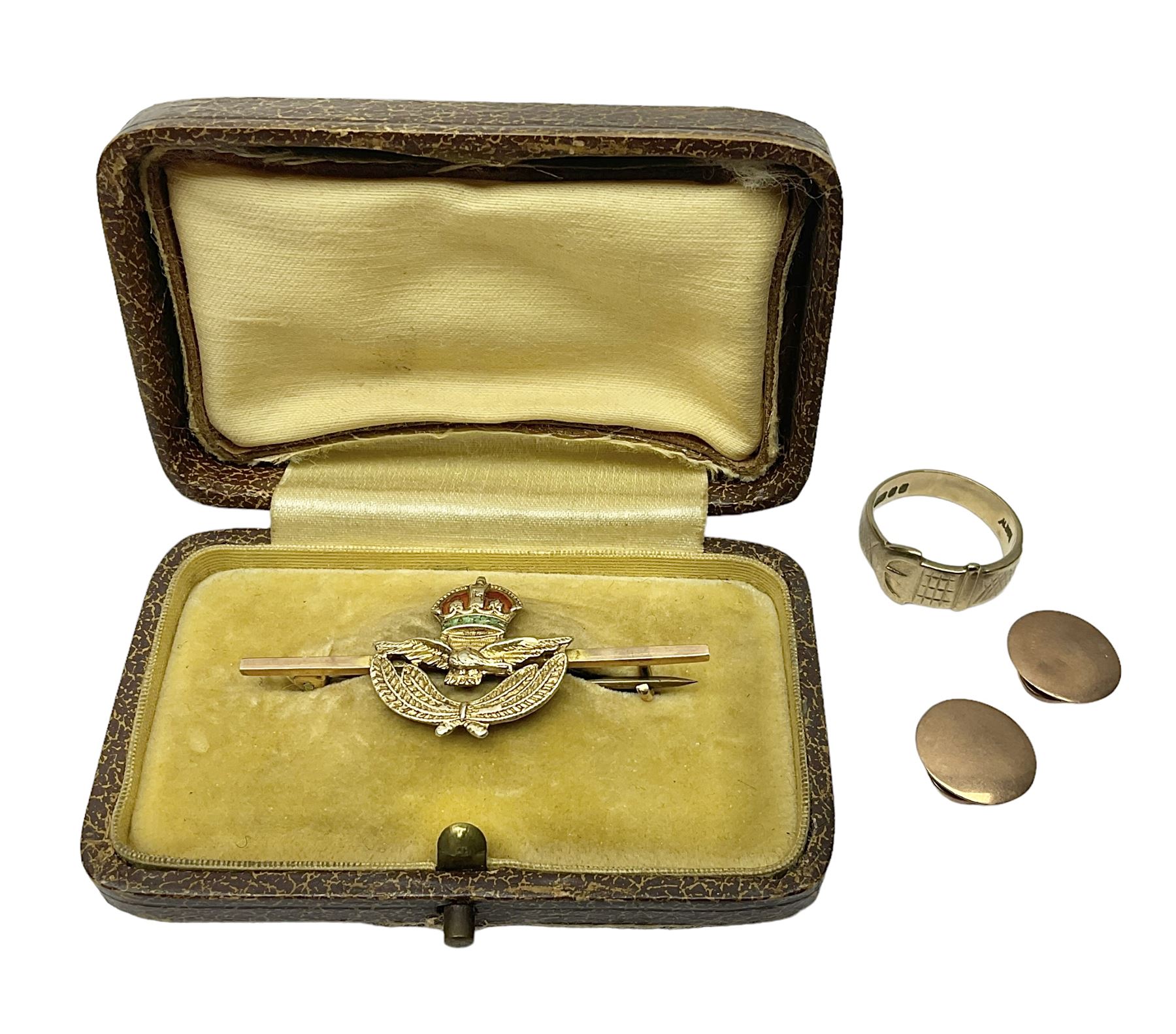 9ct gold enamel RAF sweetheart brooch