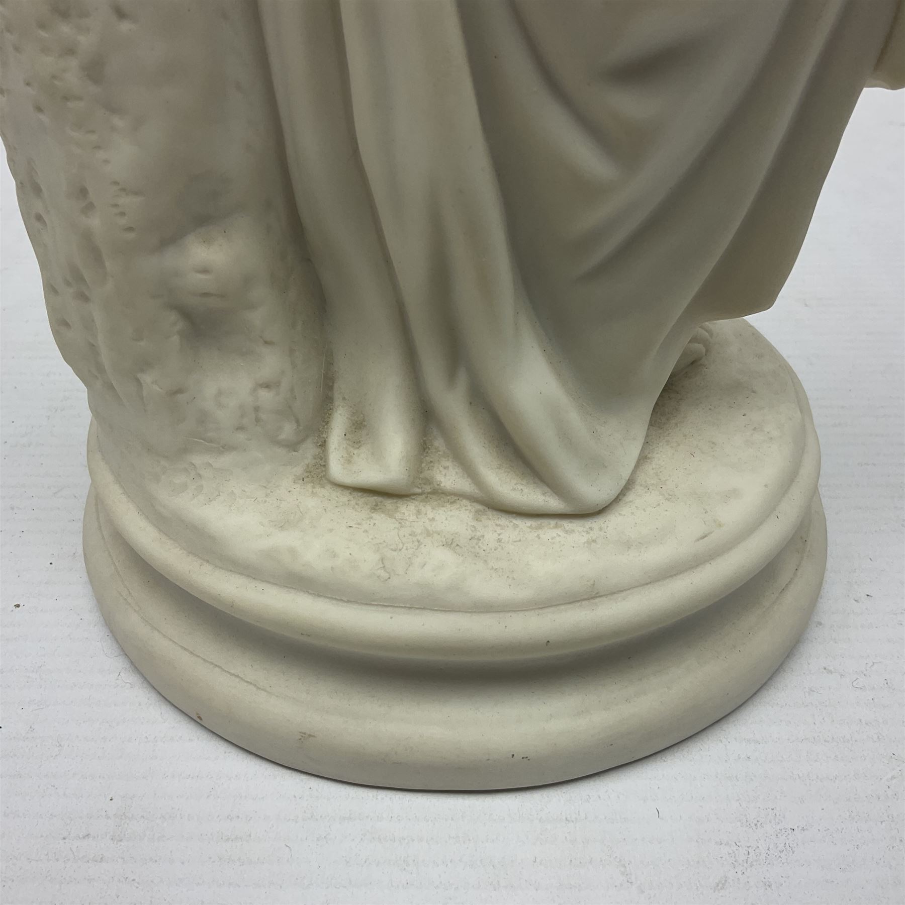 Parian figure modelled as a female in classical dress leaning upon a tree stump - Image 9 of 10