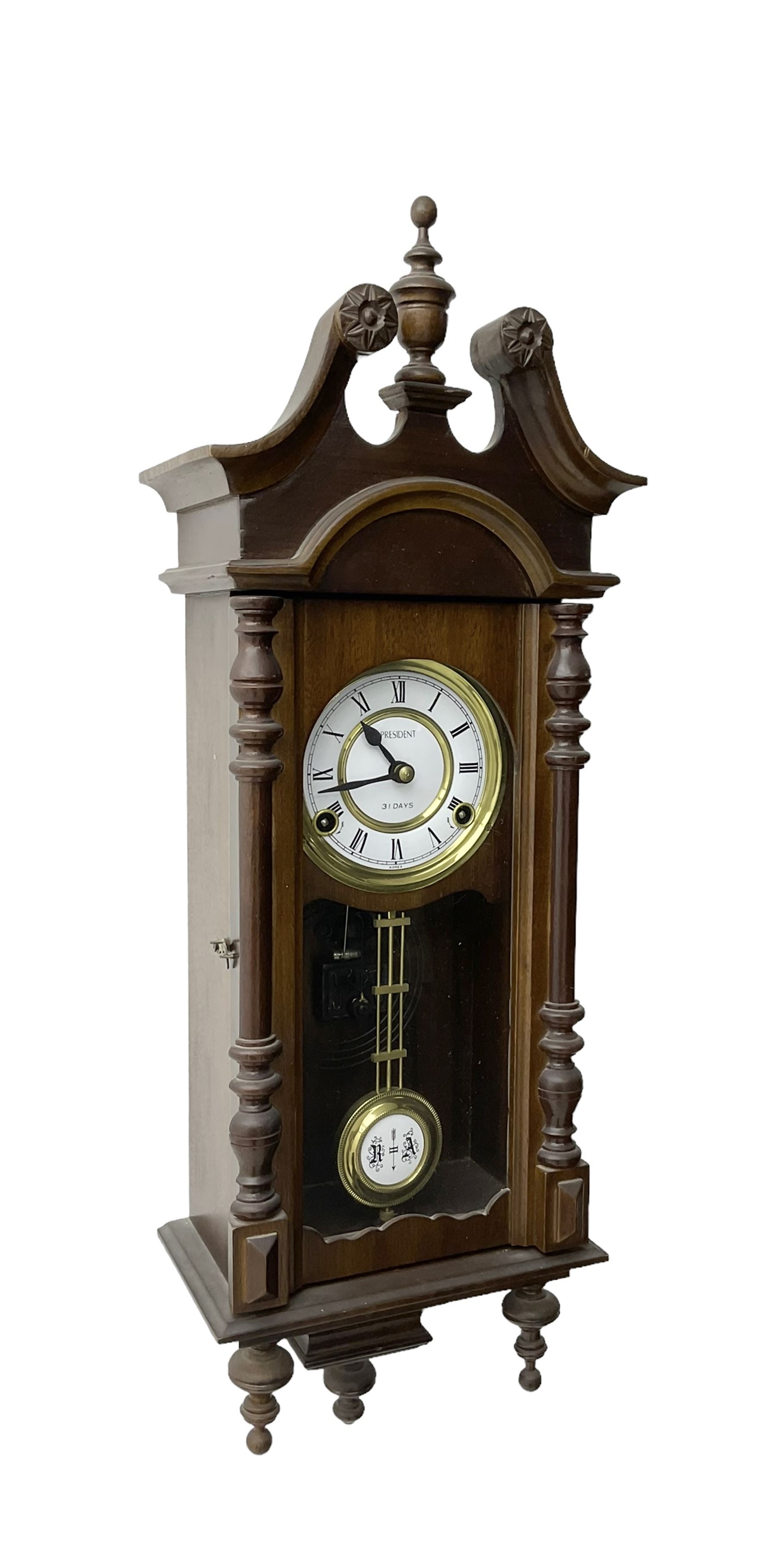 Continental - 31day spring driven wall clock in a mahogany case - Image 3 of 4