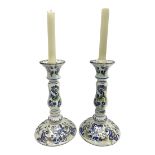 Pair of 19th century French faience candlesticks