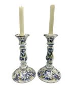 Pair of 19th century French faience candlesticks