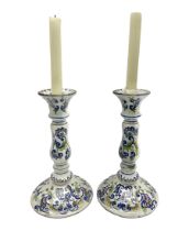 Pair of 19th century French faience candlesticks