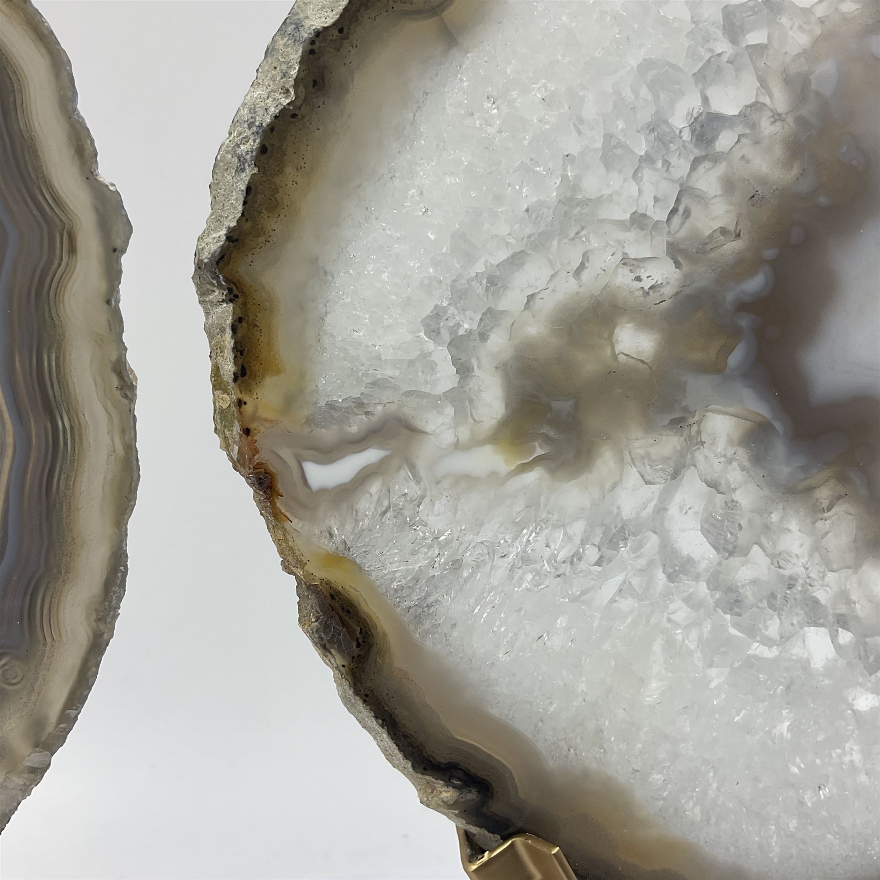 Pair of white agate slices - Image 6 of 8