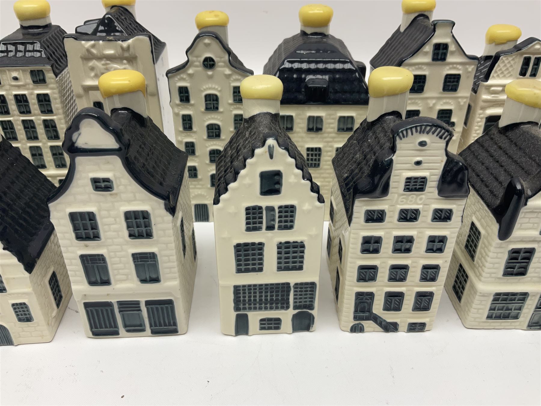 Twenty seven KLM Bols Blue Delft's decanters in the form of Dutch houses - Image 12 of 15