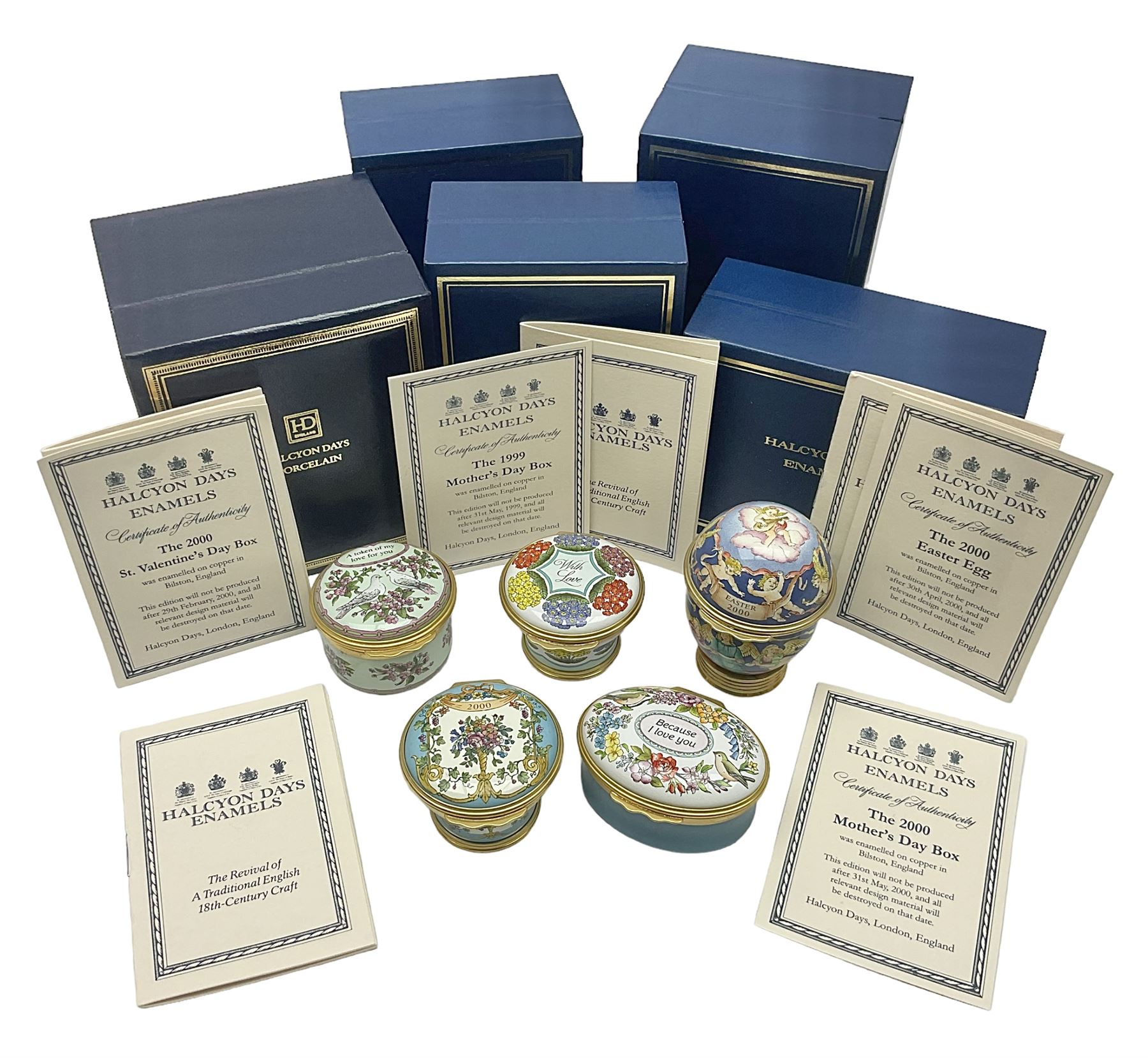 Five Halcyon Days enamel boxes