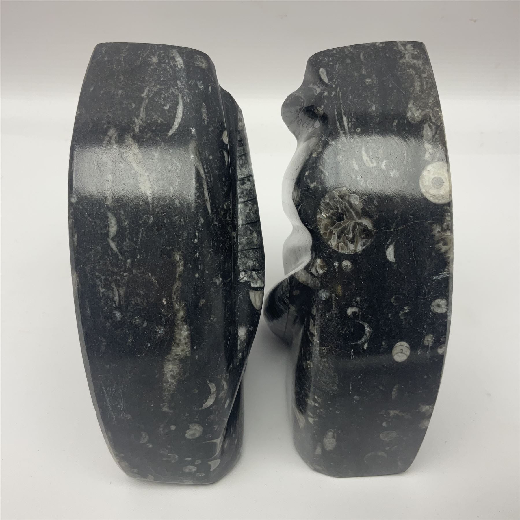 Pair of marble bookends with orthoceras and goniatite inclusions - Image 3 of 4