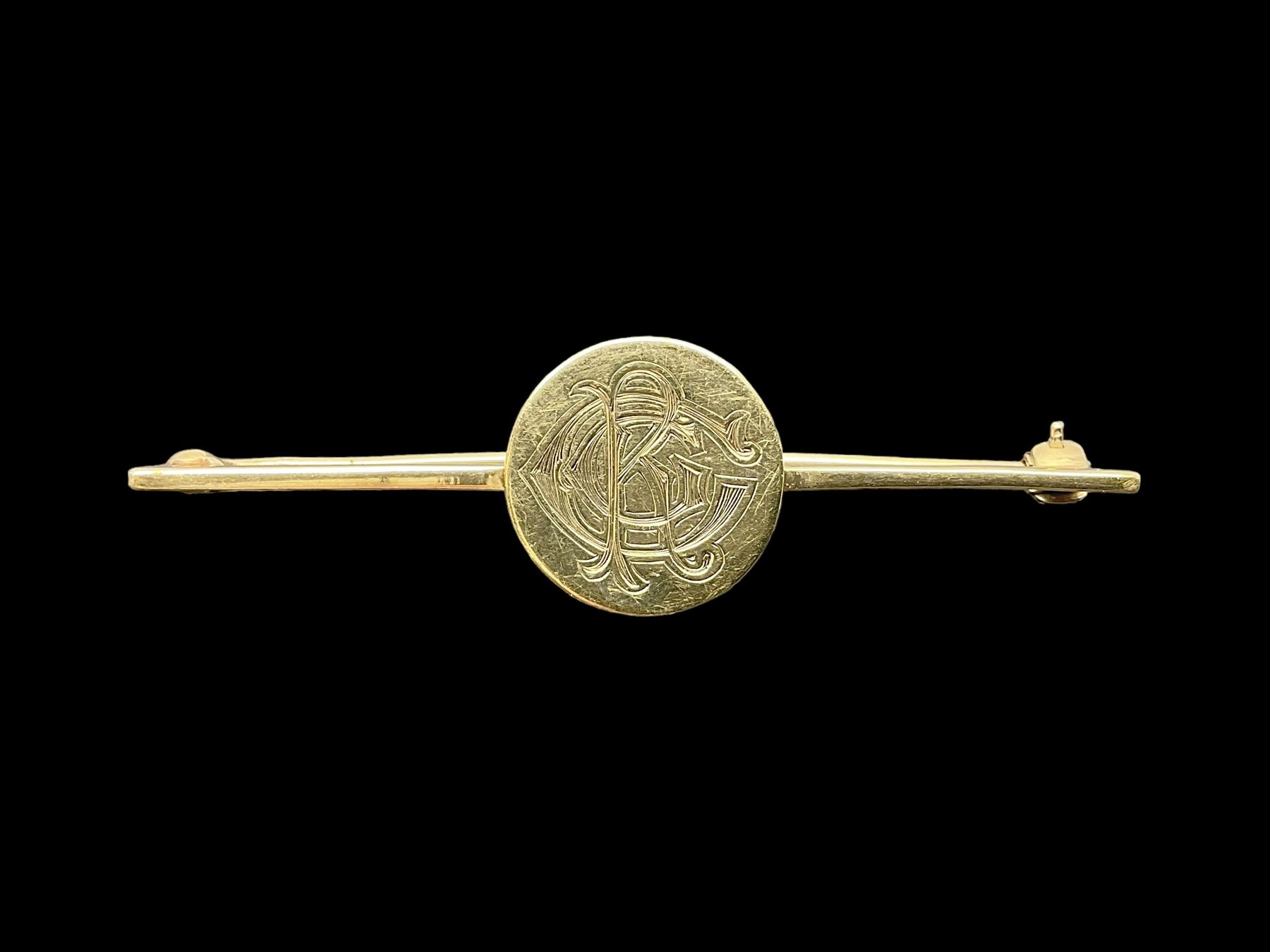9ct gold bar brooch