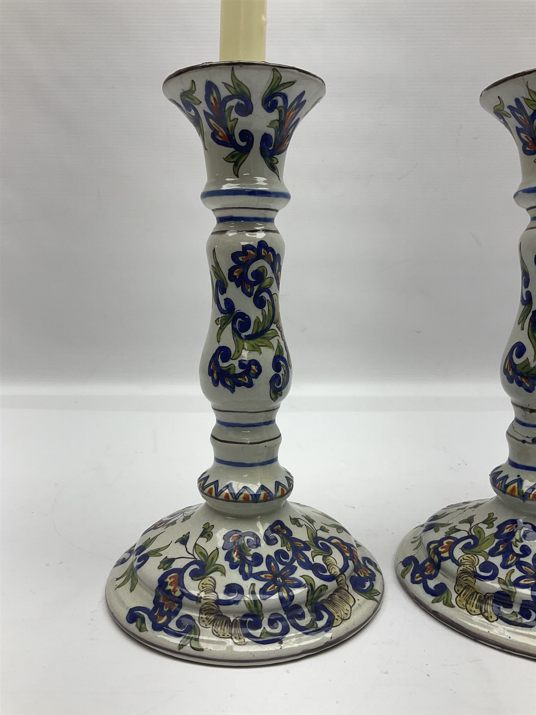 Pair of 19th century French faience candlesticks - Image 6 of 10