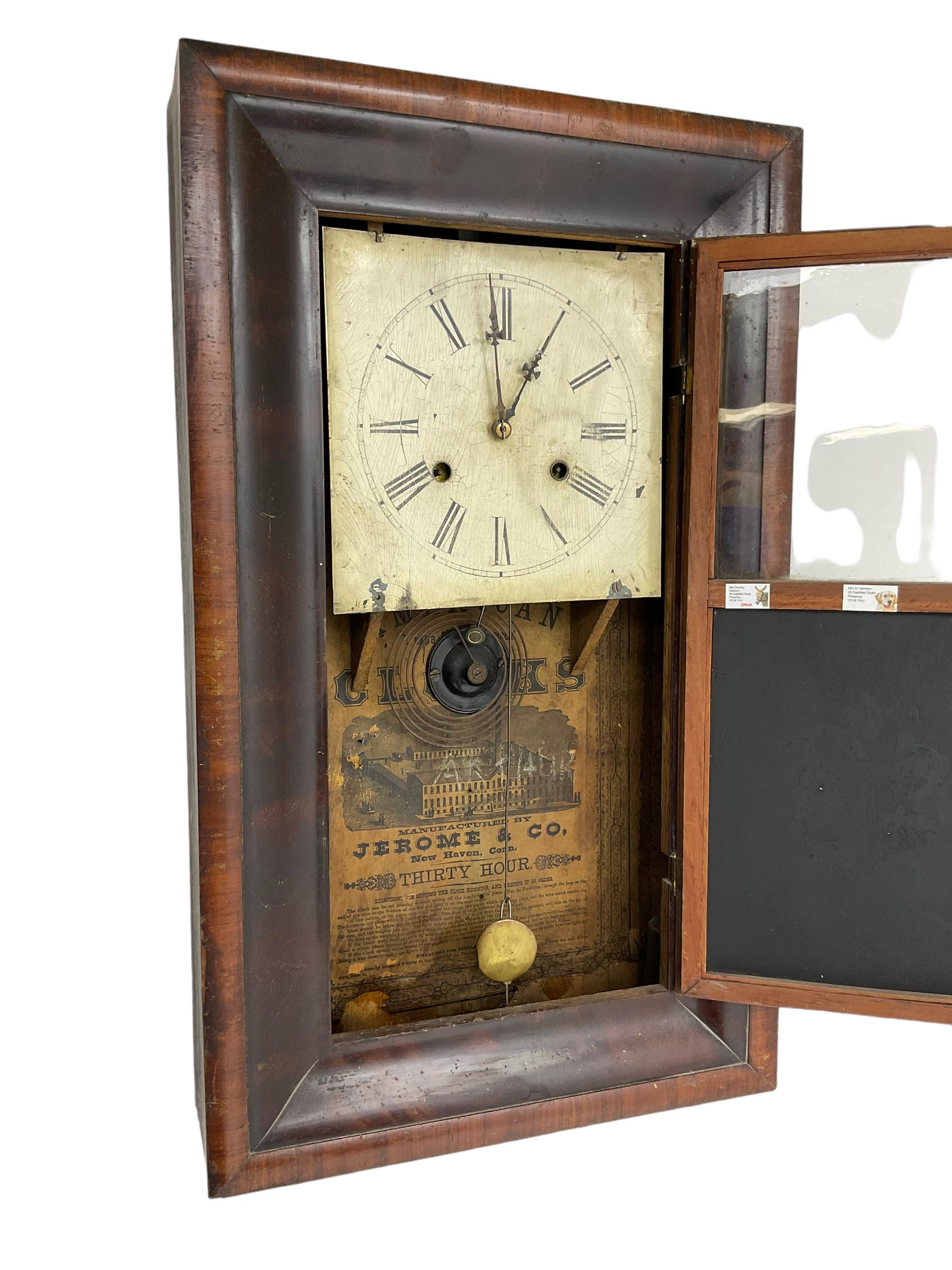 Jerome & Co - American late 19th century 30 hr weight driven mahogany wall clock - Image 4 of 4