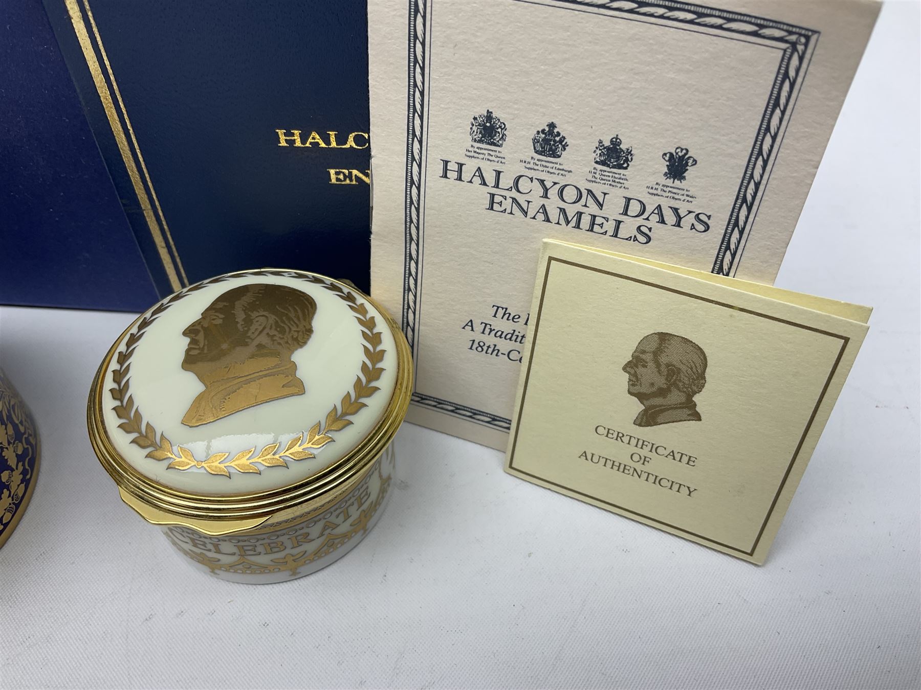 Five Halcyon Days Royal commemorative enamel boxes and one other similar enamel box - Image 8 of 15