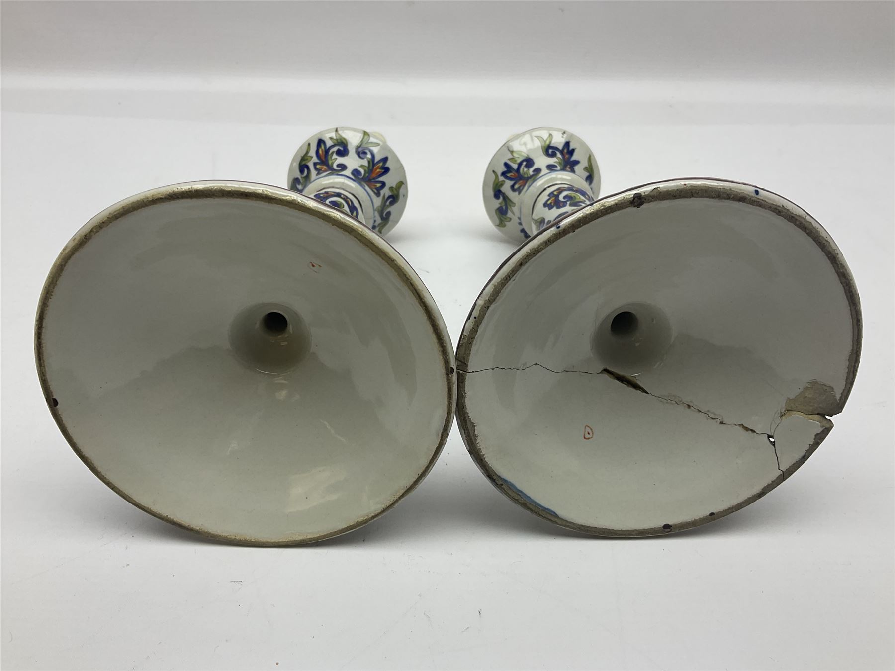 Pair of 19th century French faience candlesticks - Image 9 of 10