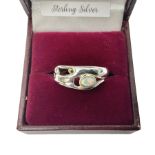 Silver 14ct gold wire opal ring
