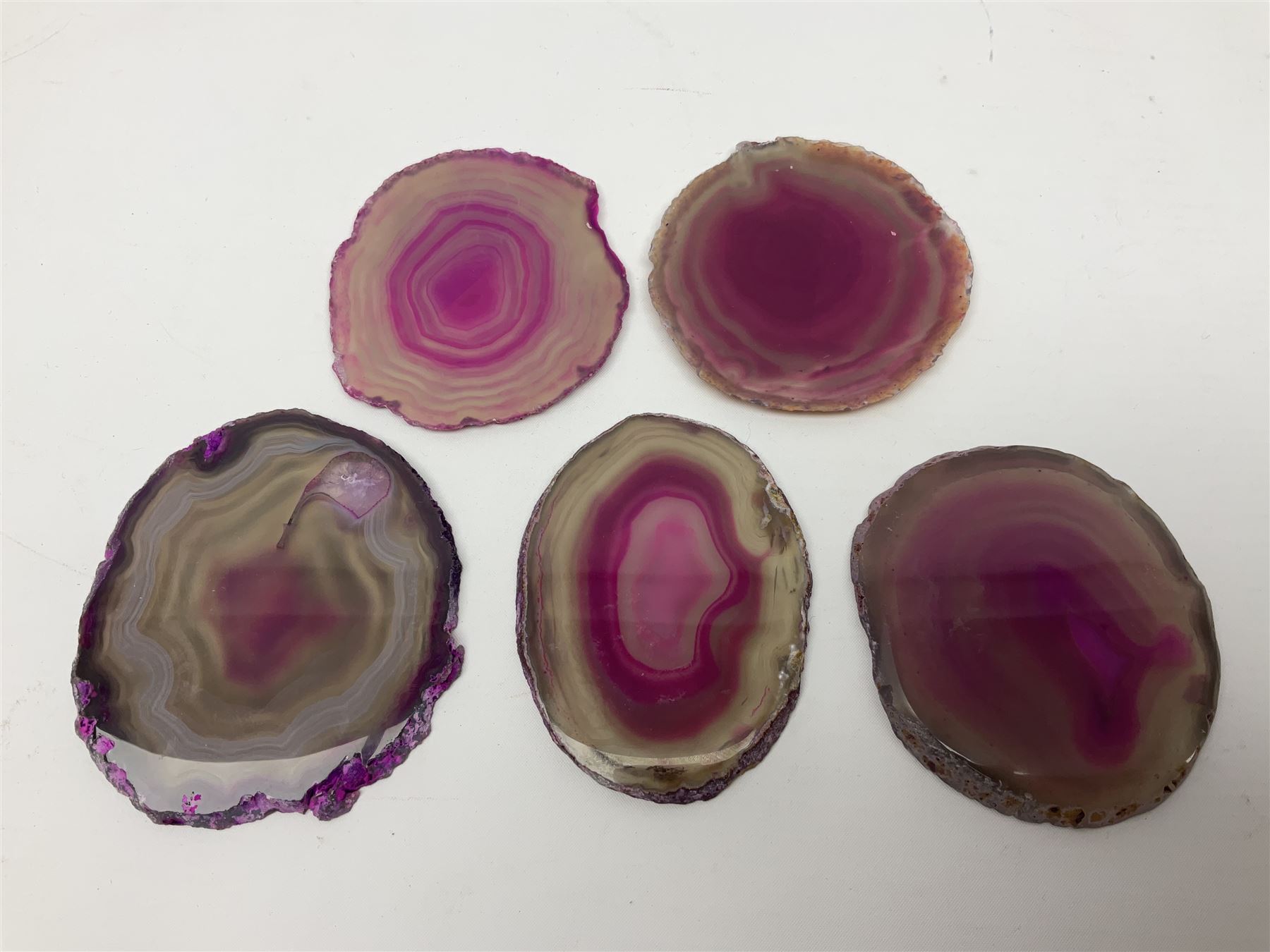 Five pink agate slices - Image 6 of 6